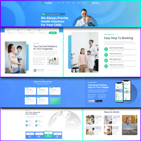 Images preview pediatra pediatrician clinic healthcare elementor template kit.