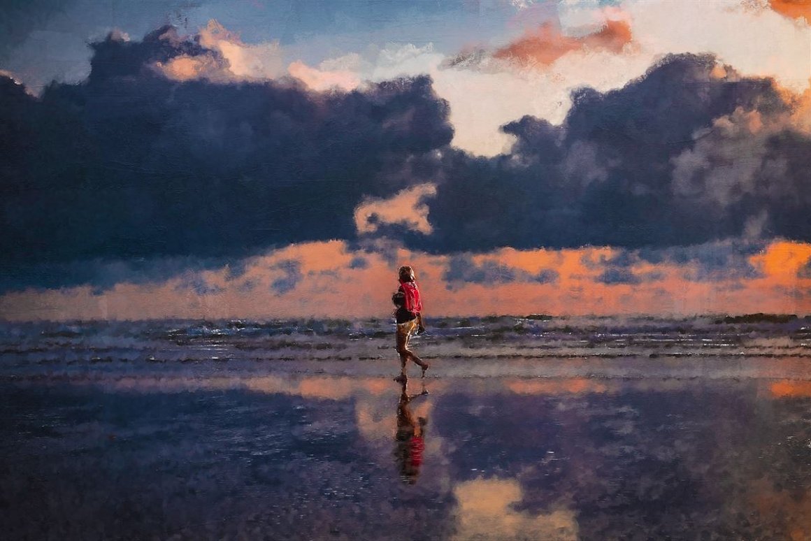 A runner on the background of the ocean.