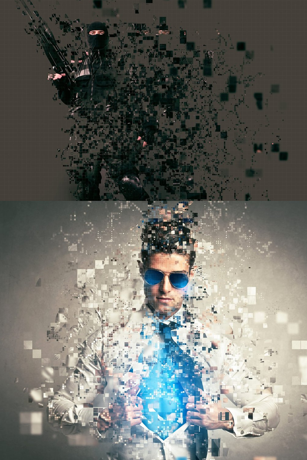 Images with pixelated photoshop action of pinterest.