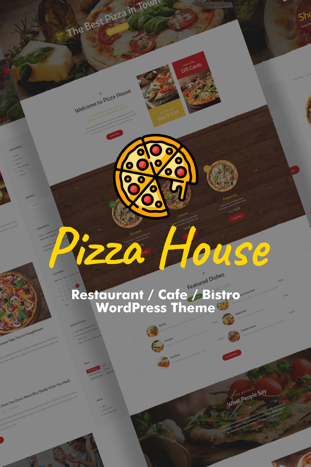 Pizza house restaurant cafe bistro wordpress theme of pinterest.