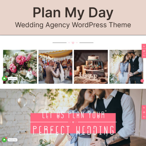 Images with plan my day wedding event planning agency wordpress theme.