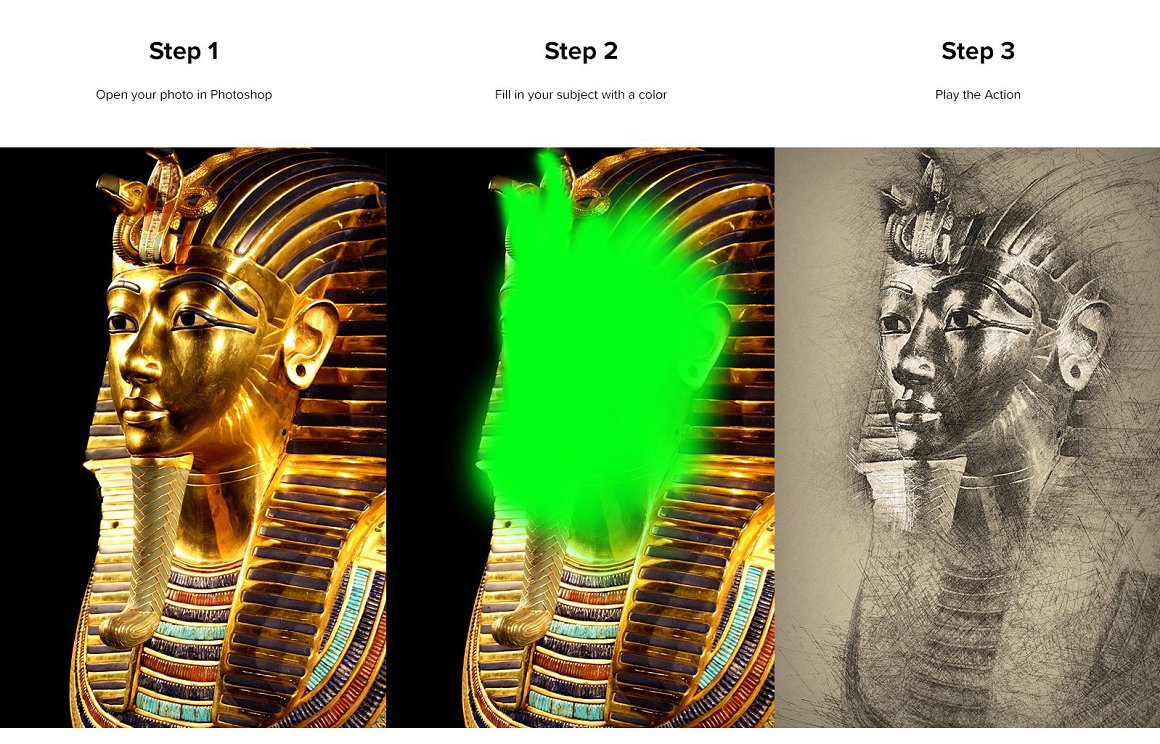 Image of statues of golden pharaohs.