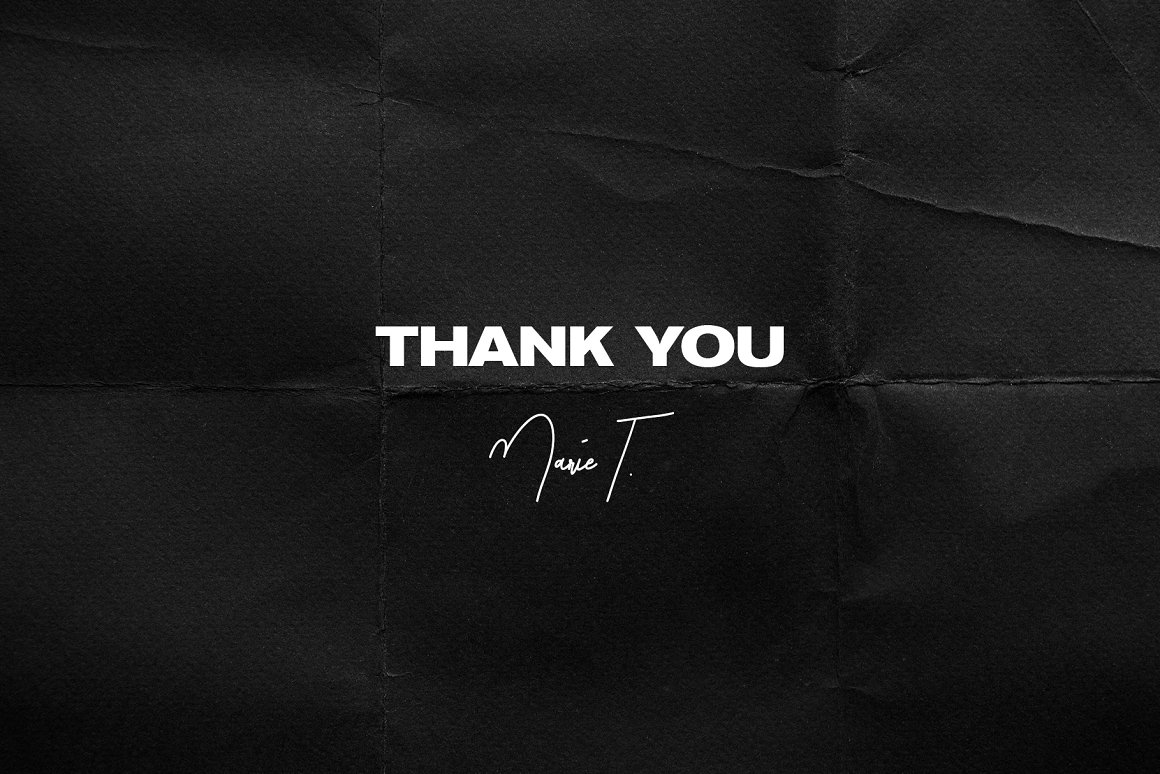 Thank you on a black background.