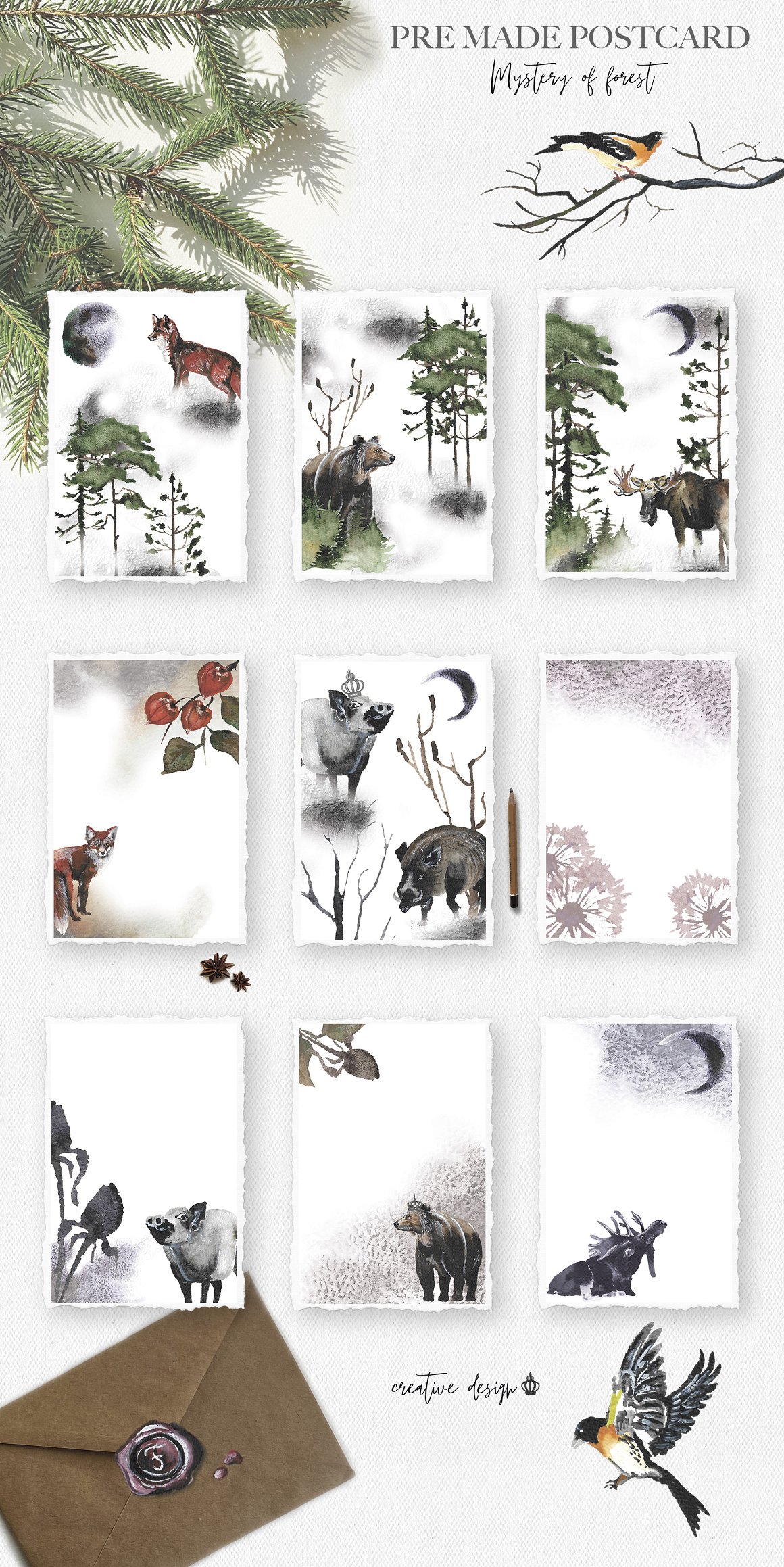 Beautiful frames with flowers and animals.
