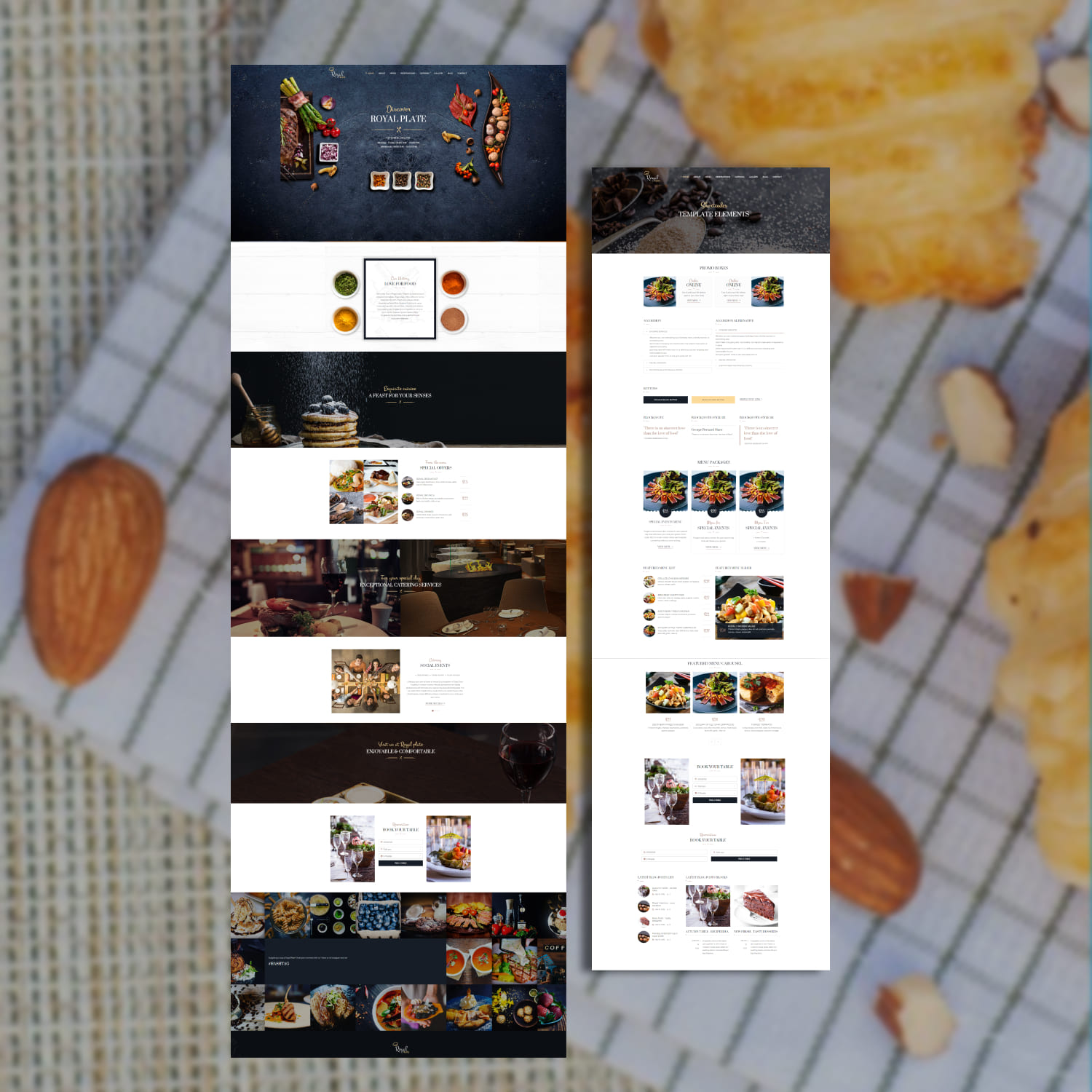 Menu for pecial events of the Royal Plate - Restaurant and Catering WordPress Theme.