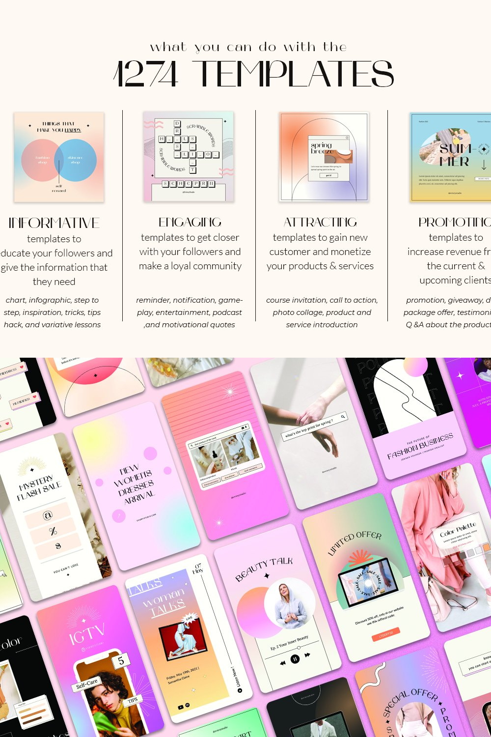 Illustrations sale canva gradient social kit of pinterest.