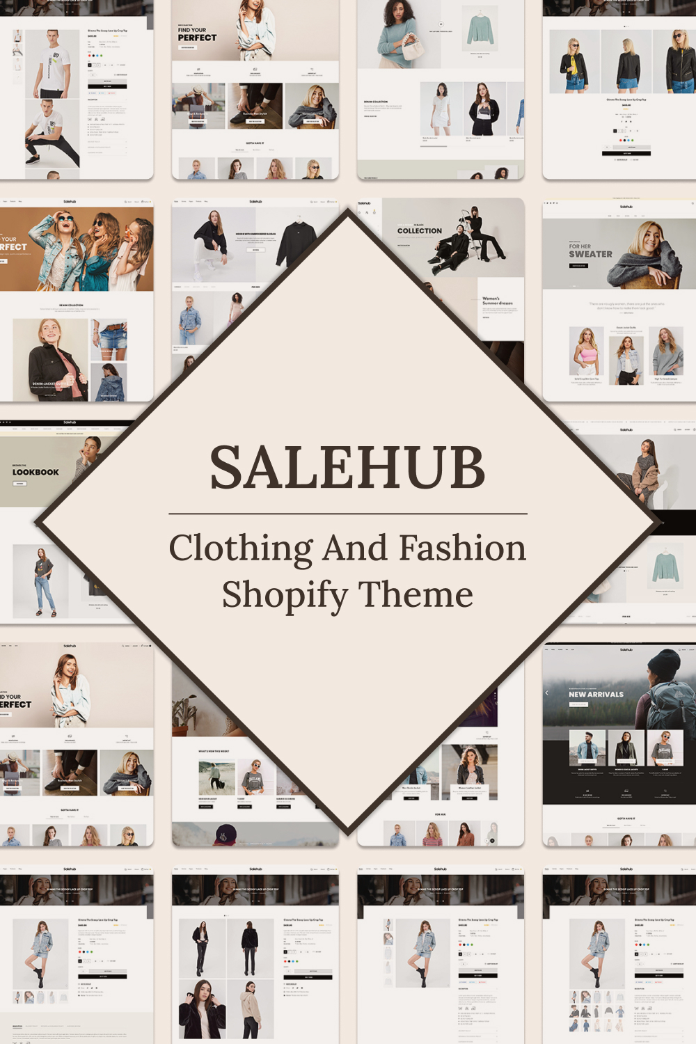 Pinterest illustrations of salehub clothing and fashion shopify theme.