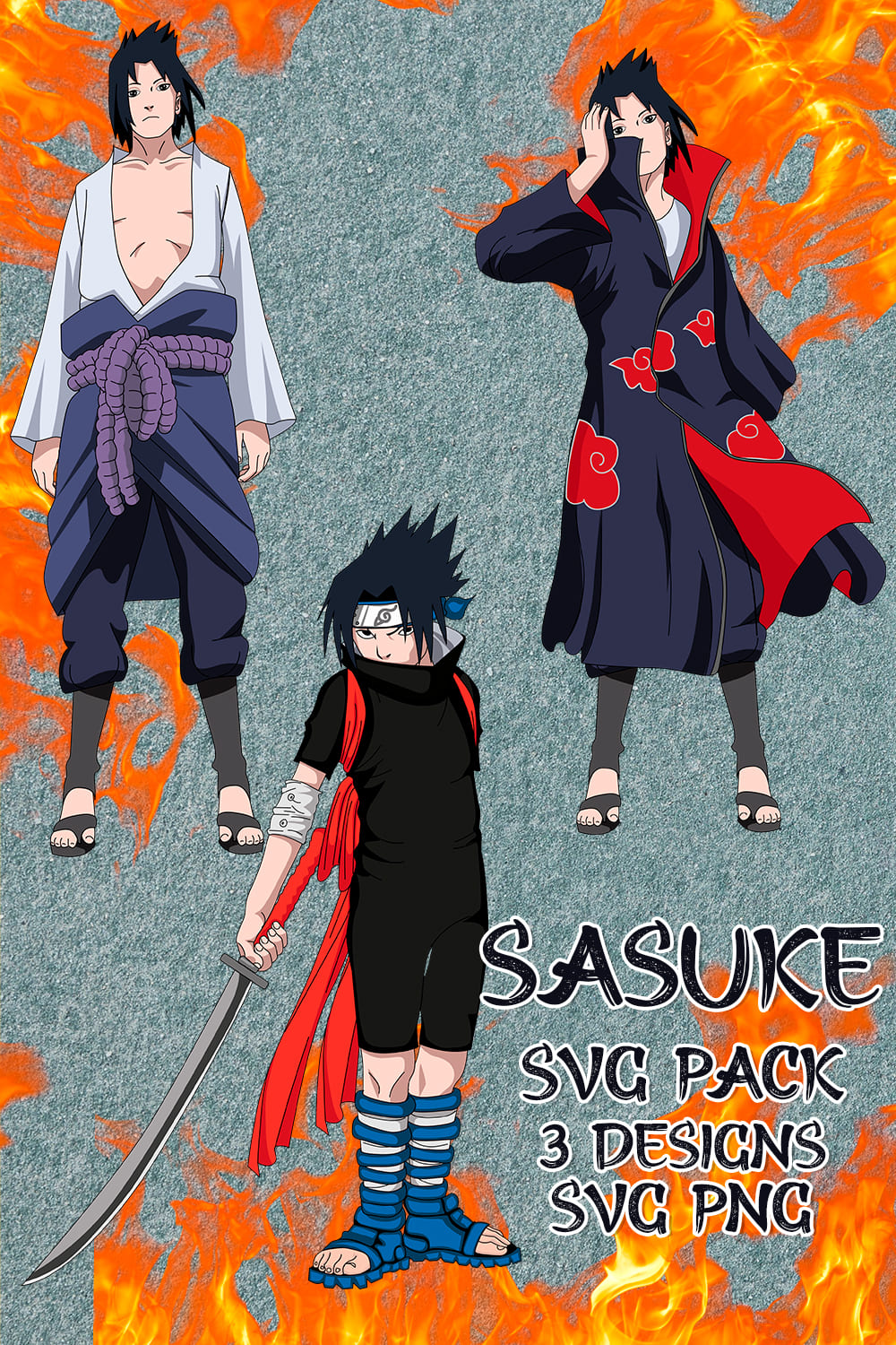 Sasuke SVG Pack 3 designs SVG, PNG.