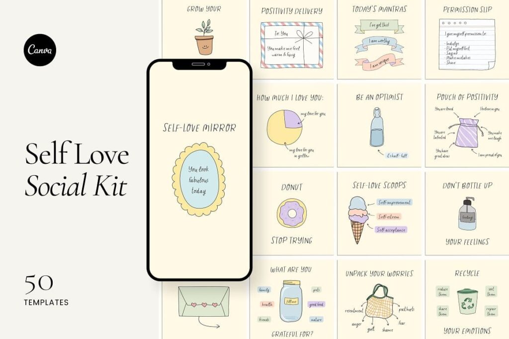 Self Love Social Pack - Canva – MasterBundles