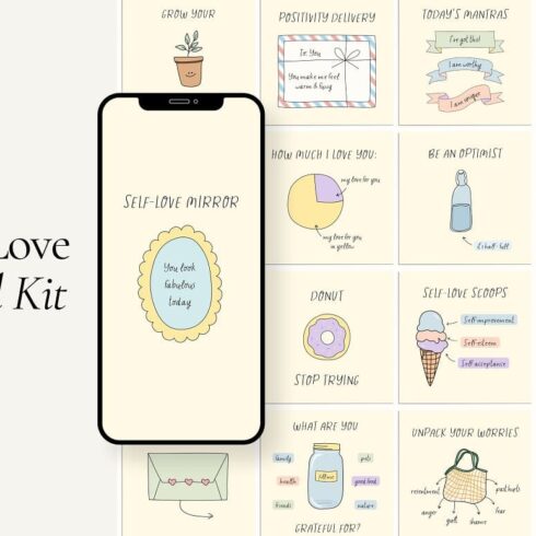 50 templates of self love social kit.