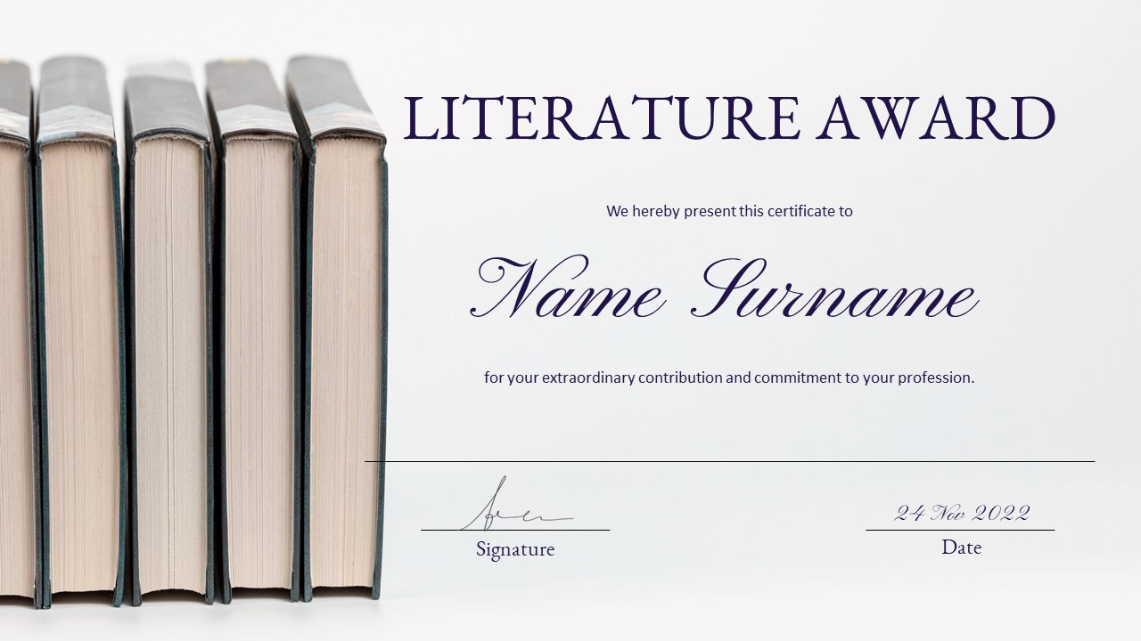 Award from the book and others.