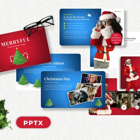 The main page of the presentation with Santa Claus.
