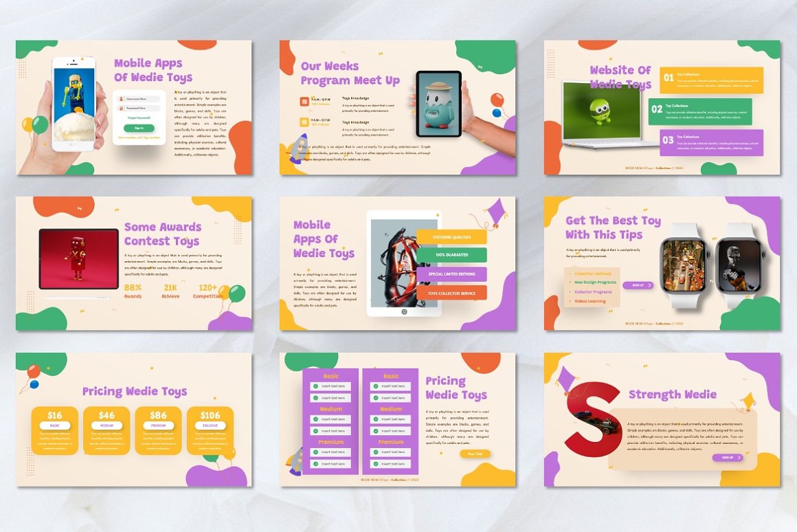 Bright presentation slides with sweet.