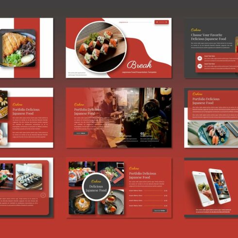 Picture of a presentation template in red tones.