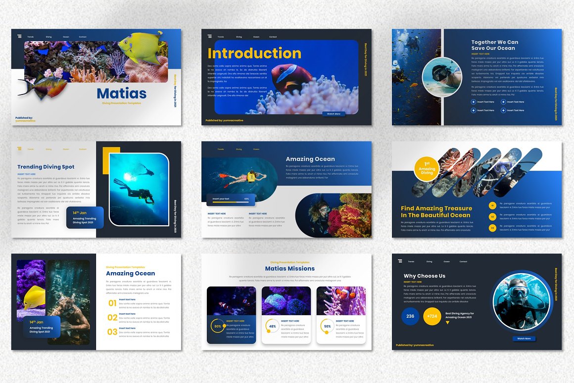 Various pages with images of the underwater world.