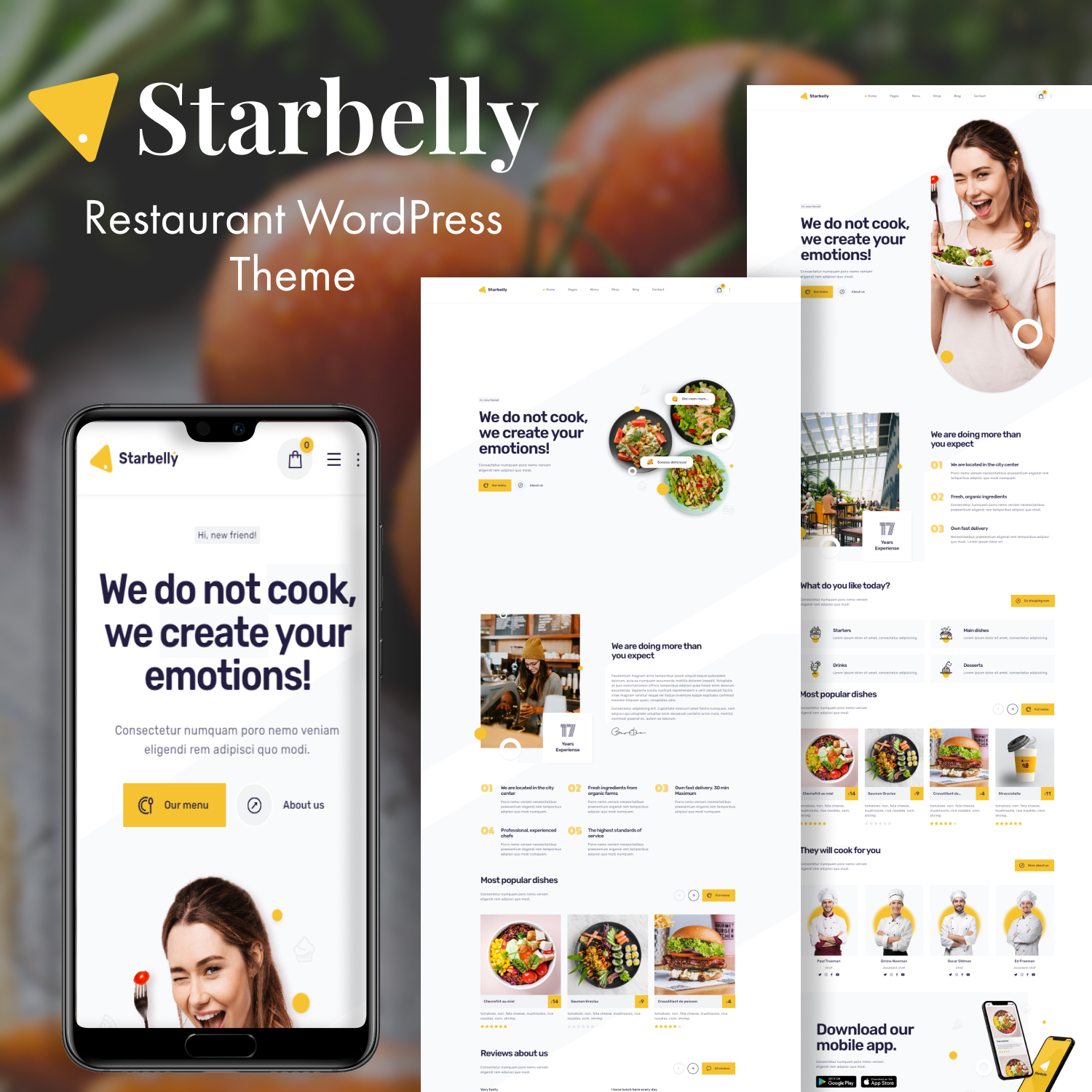 Images with starbelly restaurant wordpress theme.