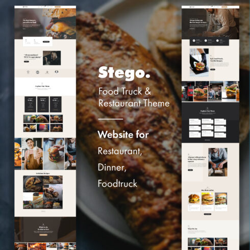 Images preview stego food truck restaurant theme.