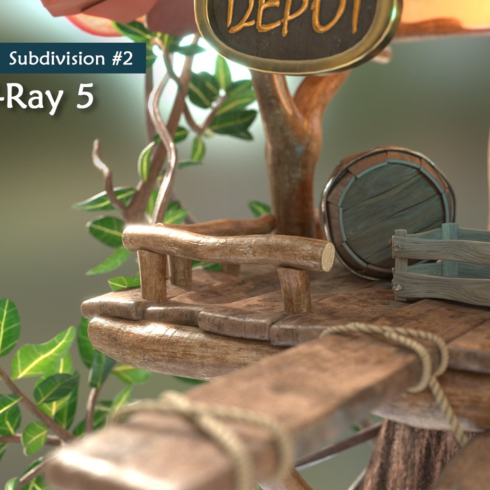 Images preview subdivisionlowpoly fairy tree house.