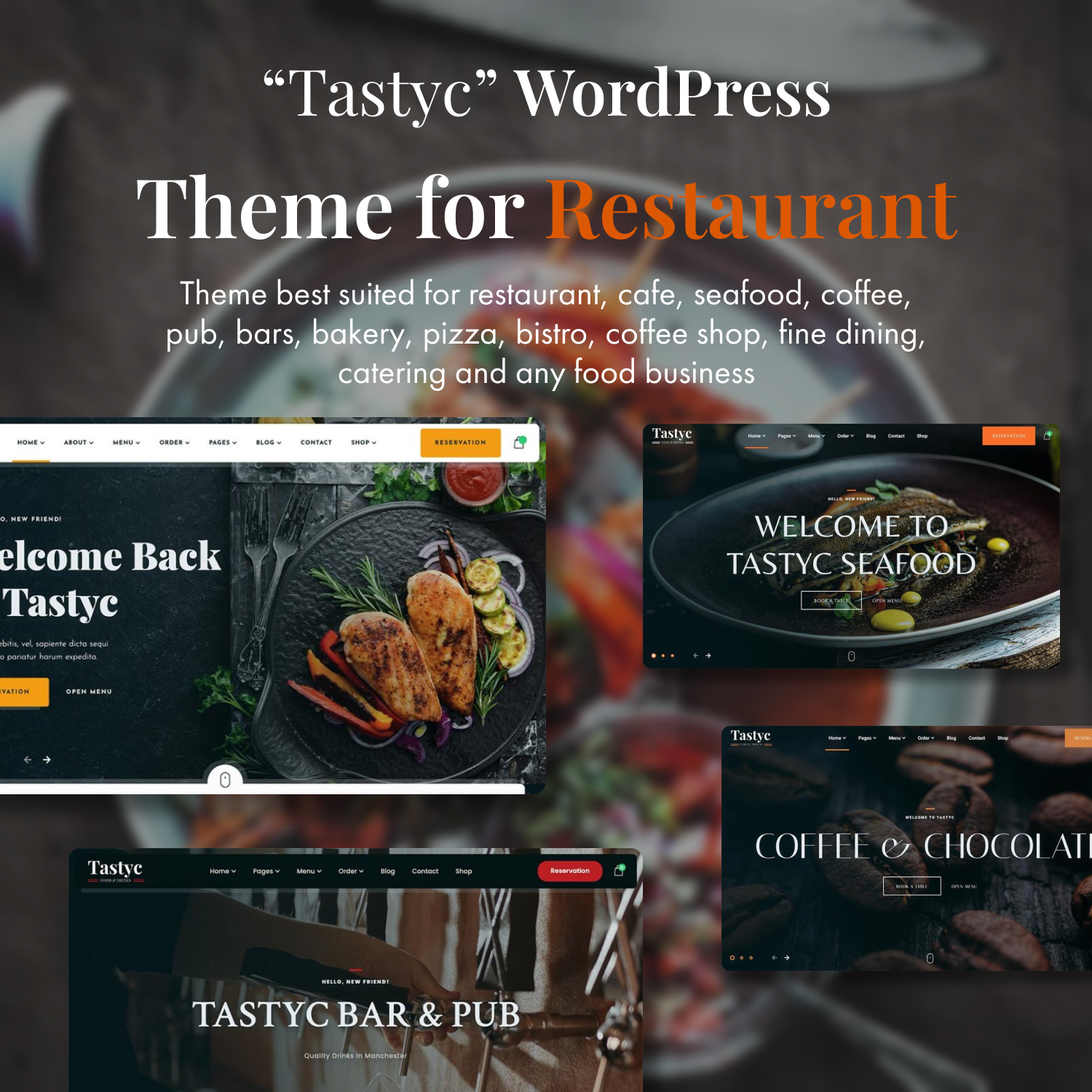 Images with tastyc restaurant wordpress theme.
