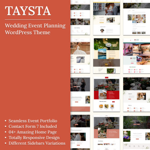 Preview taysta wedding event planning wordpress theme.