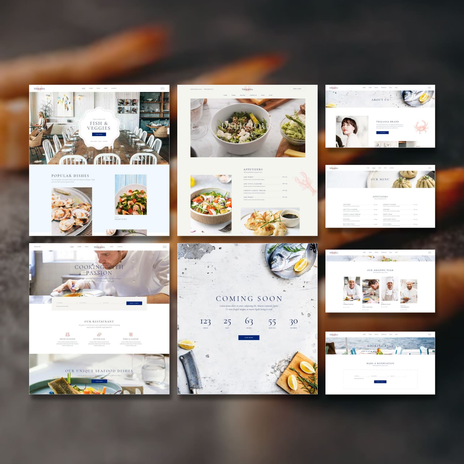 Thalassa - Seafood Restaurant Theme’s a fresh, contemporary theme we designed for seafood restaurant, fine dining restaurant, Asian food and sushi bar websites.