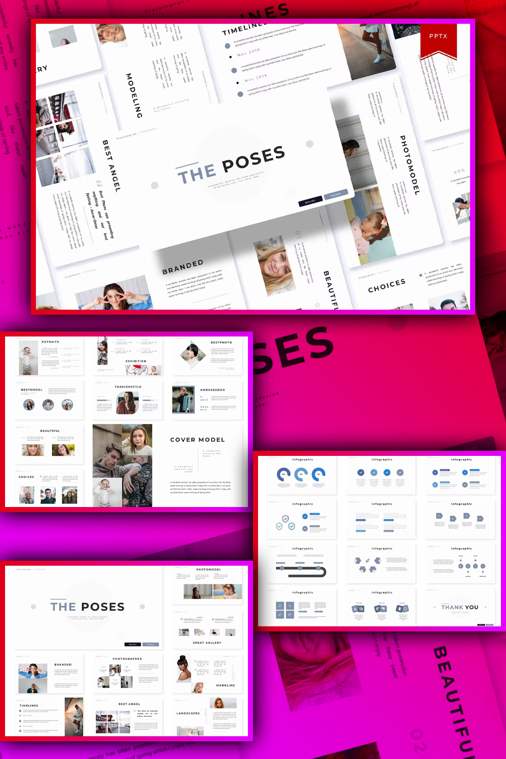 Illustrations the poses powerpoint template of pinterest.