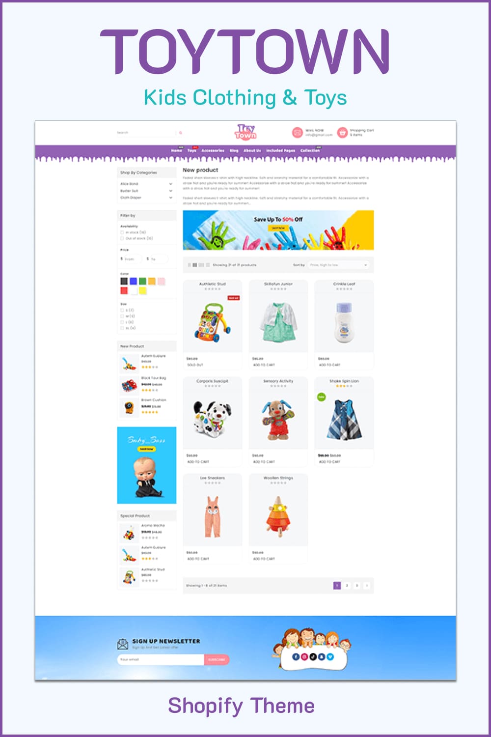 New products of Toytown shopify theme.