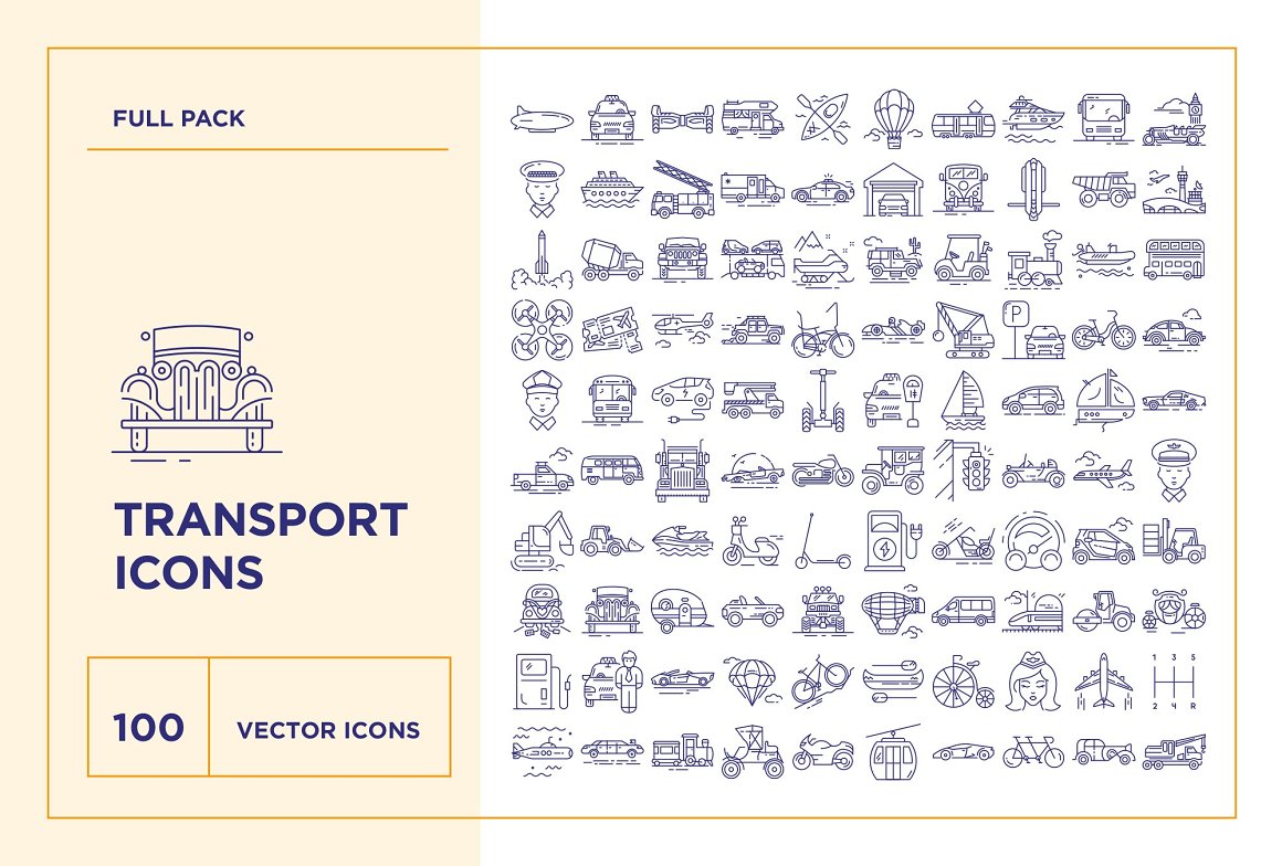 Icons on the theme of transport.