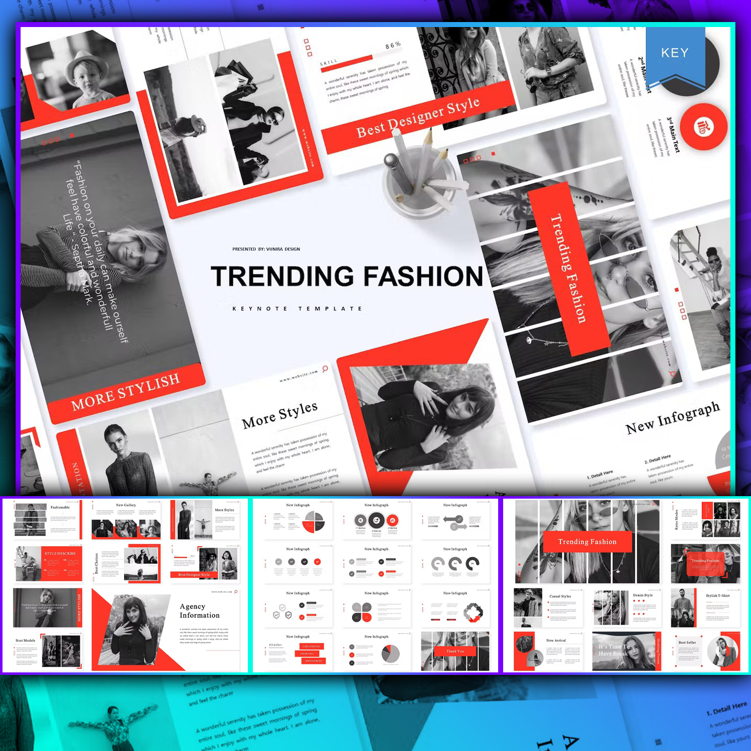 Images preview trending fashion keynote template.