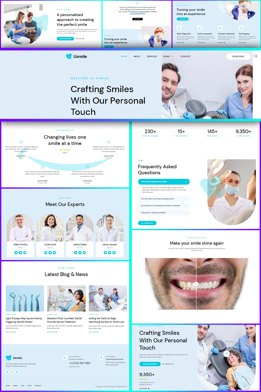 Illustrations usmile dental clinic dentist elementor template kit of pinterest.