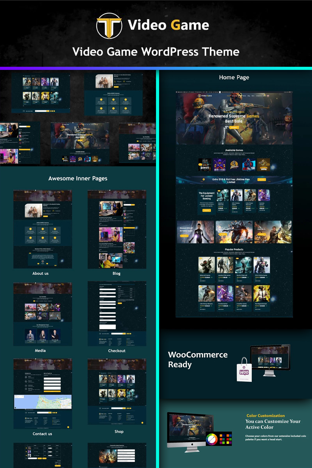 Illustrations video game store and esports wordpress theme of pinterest.
