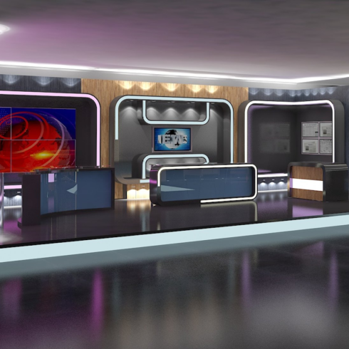 Images preview virtual tv studio news set.