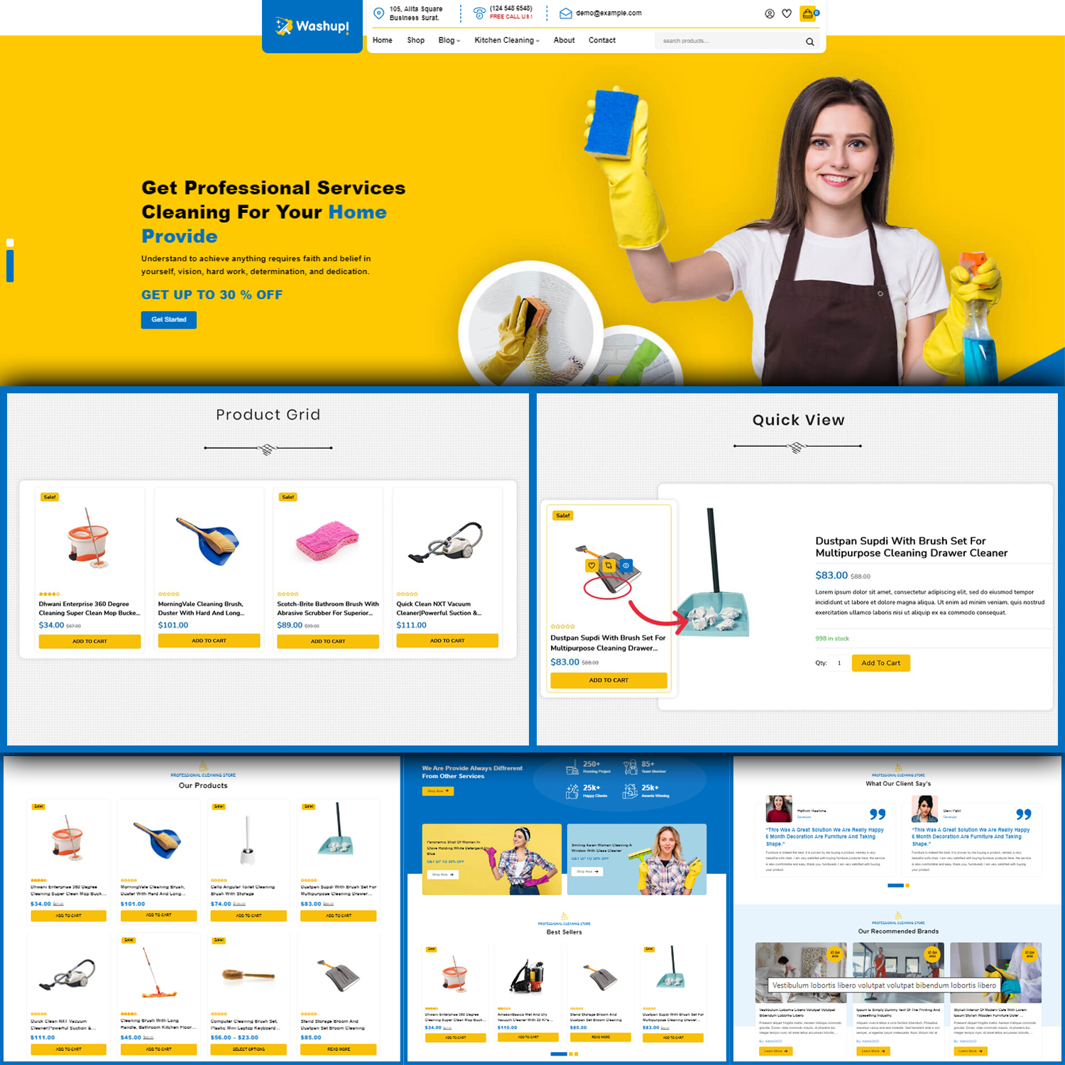 Images preview washup home cleaning amp essential cleaning tools woocommerce theme.