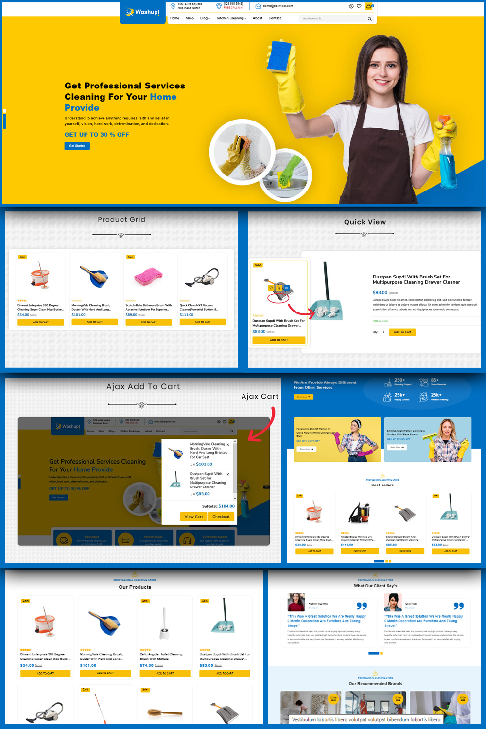 Illustrations washup home cleaning amp essential cleaning tools woocommerce theme of pinerest.