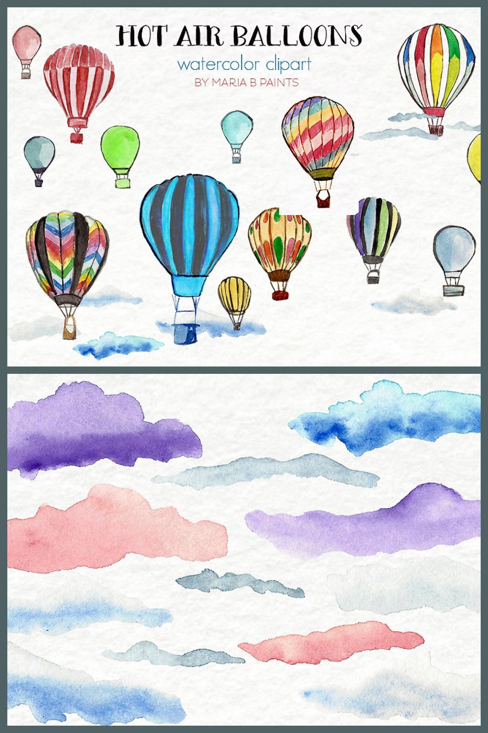 Pinterest illustrations watercolor clip art air balloons.