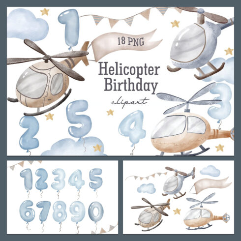 Preview watercolor helicopter clipart.