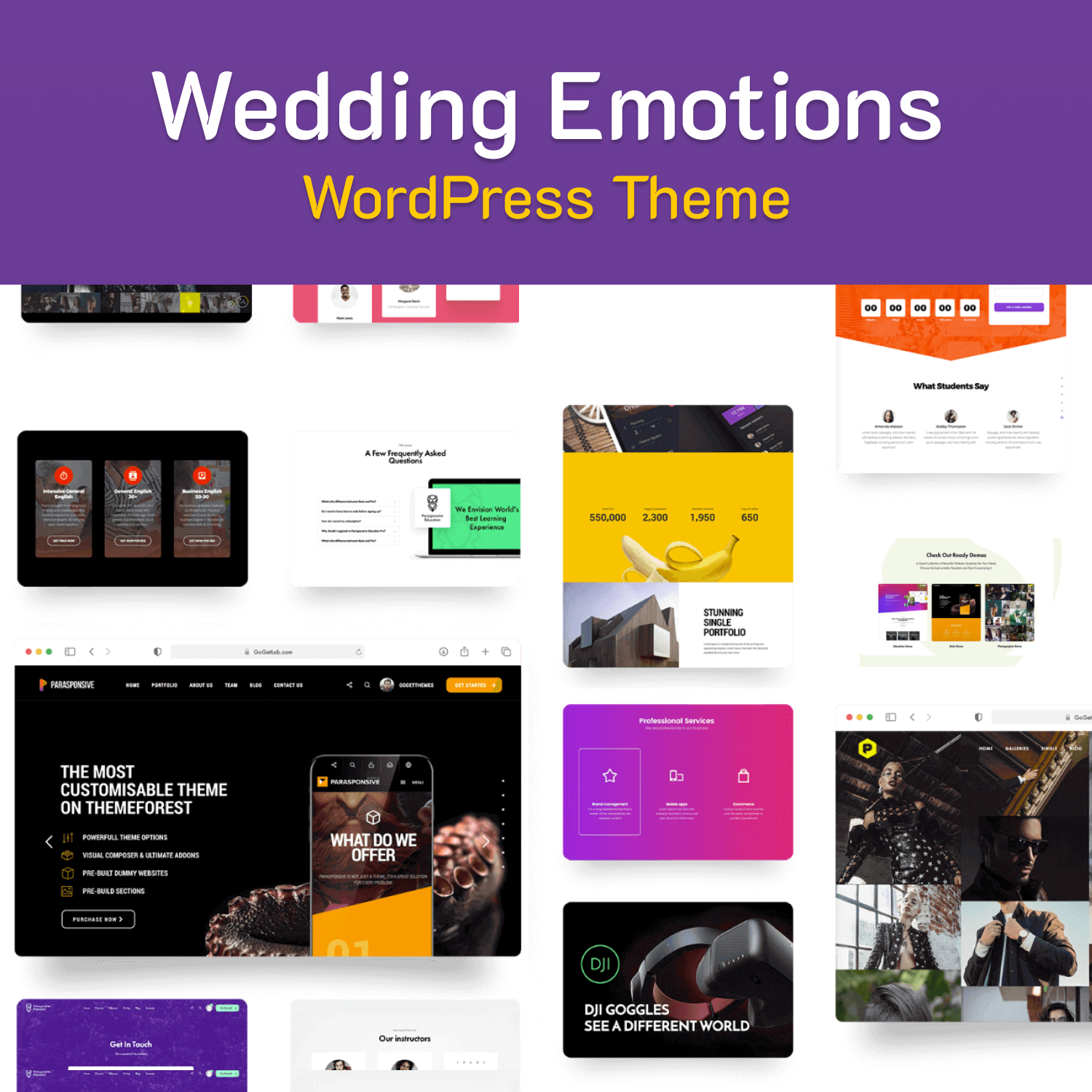 Images preview wedding emotions wordpress theme.