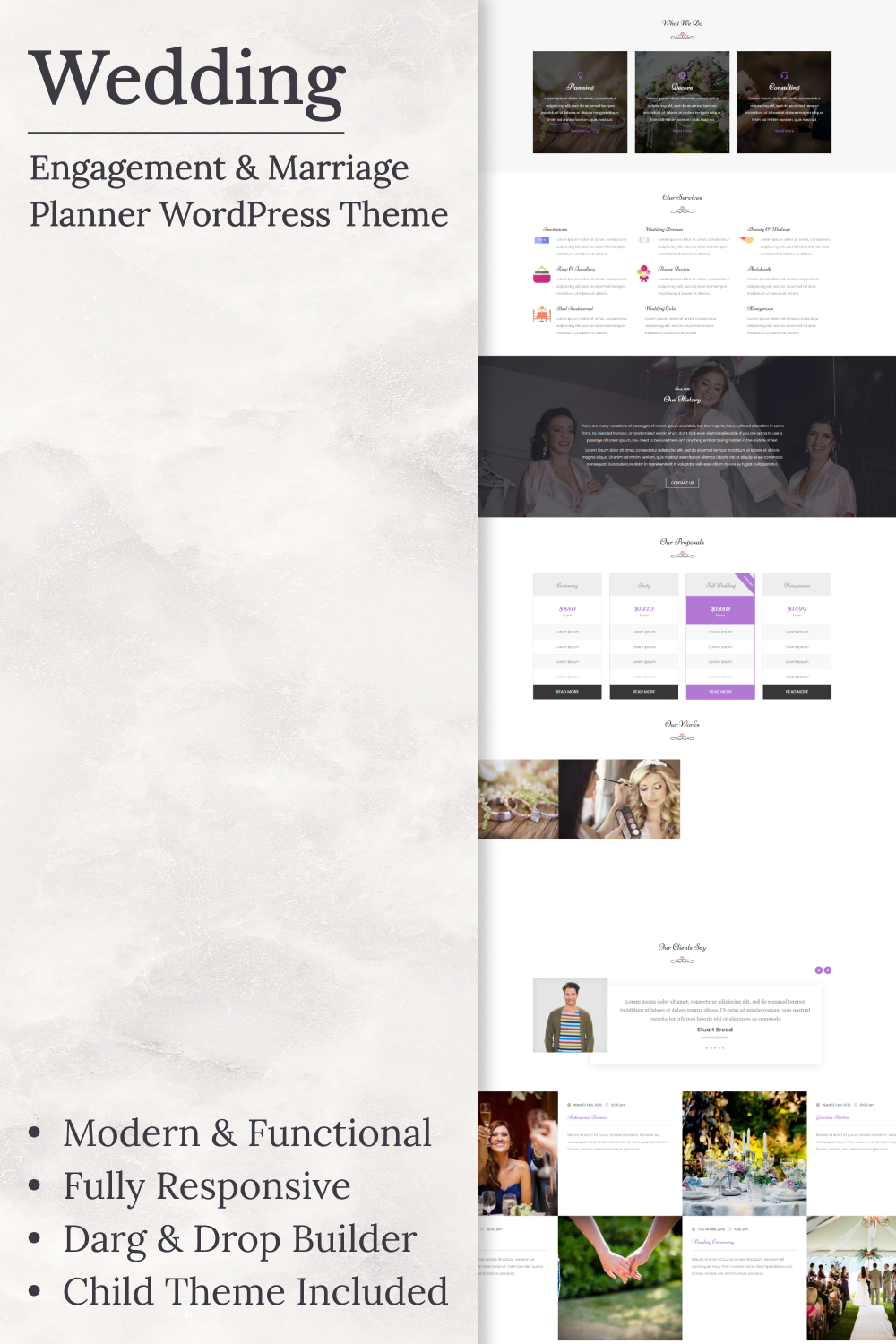 Illustrations wedding engagement marriage planner wordpress theme of pinterest.