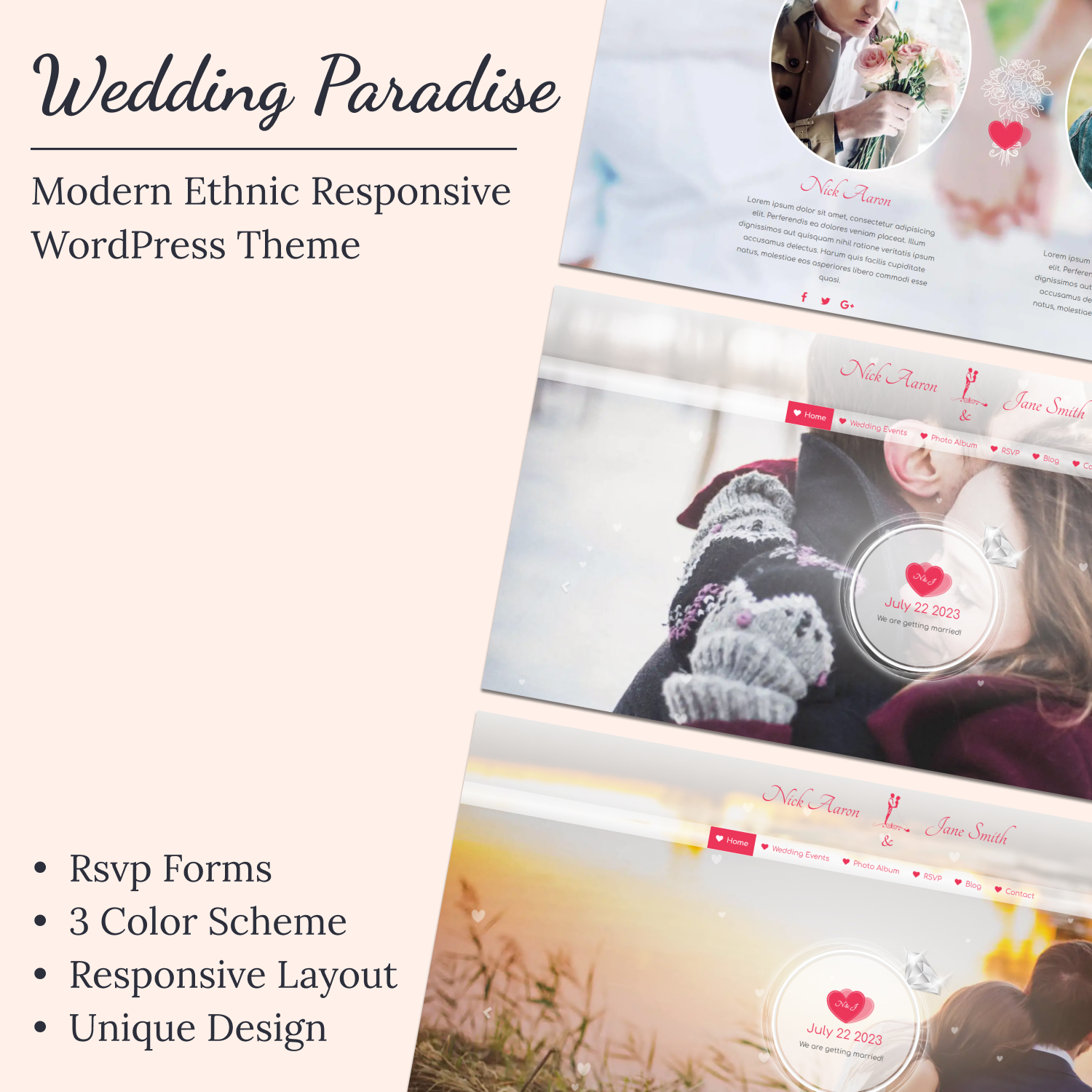 Preview wedding paradise – modern ethnic responsive wordpress theme.