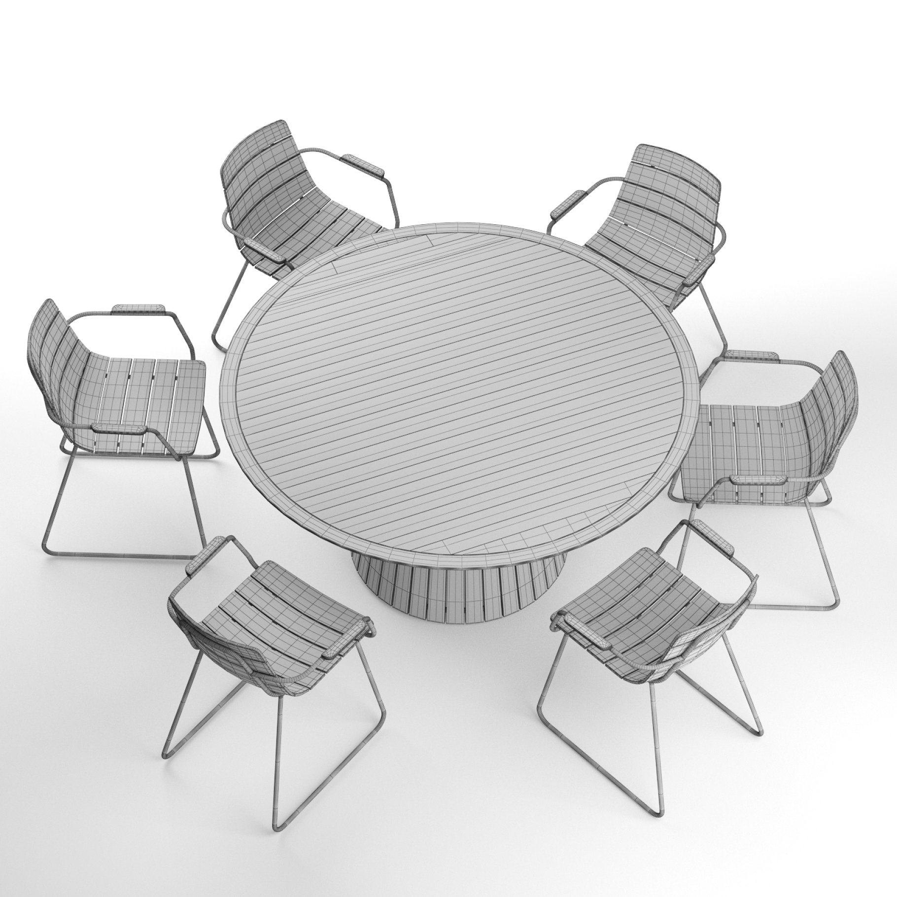 Whirl round table with gloster william dining armchair.