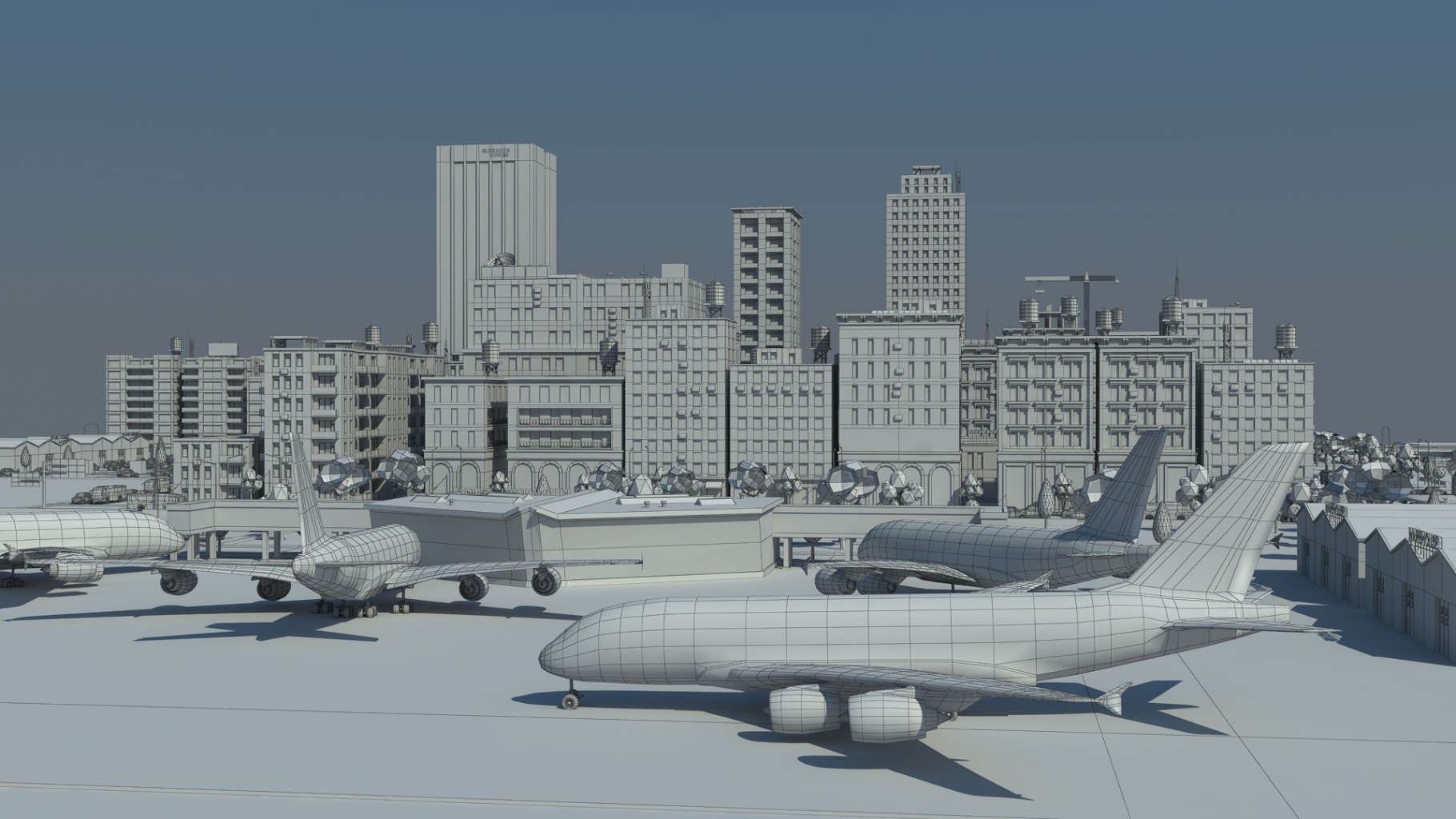 Templates with city and airplanes.