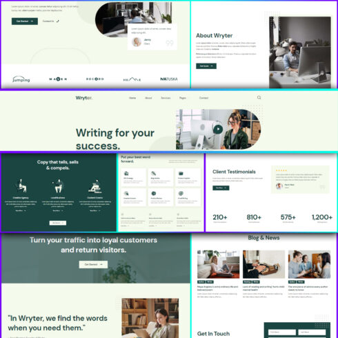 Images preview wryter content copywriting services elementor template kit.