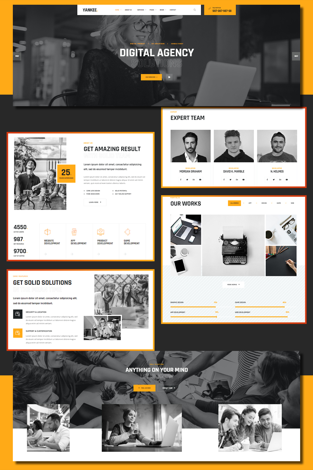 Illustrations yankee digital agency wordpress theme of pinterest.