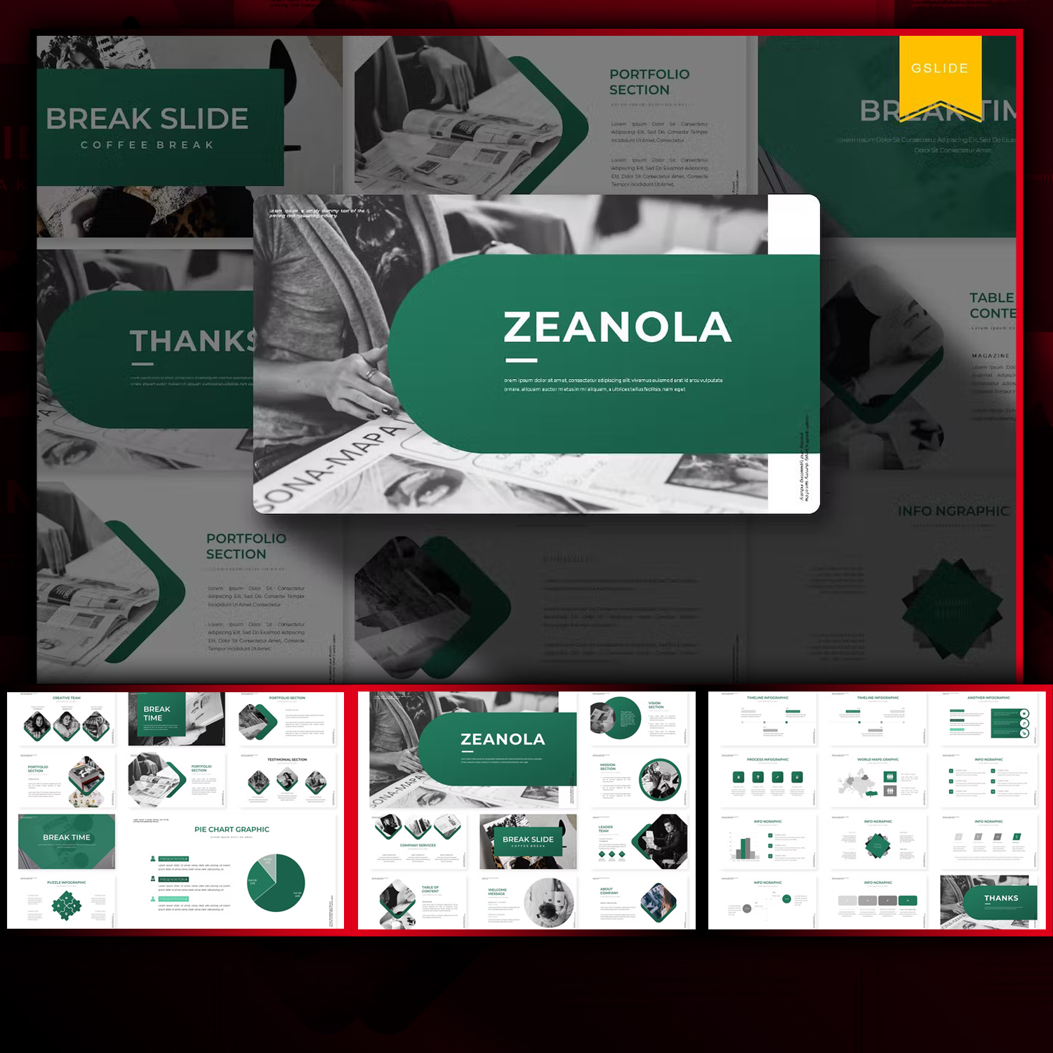 Images preview zeanola google slides template.