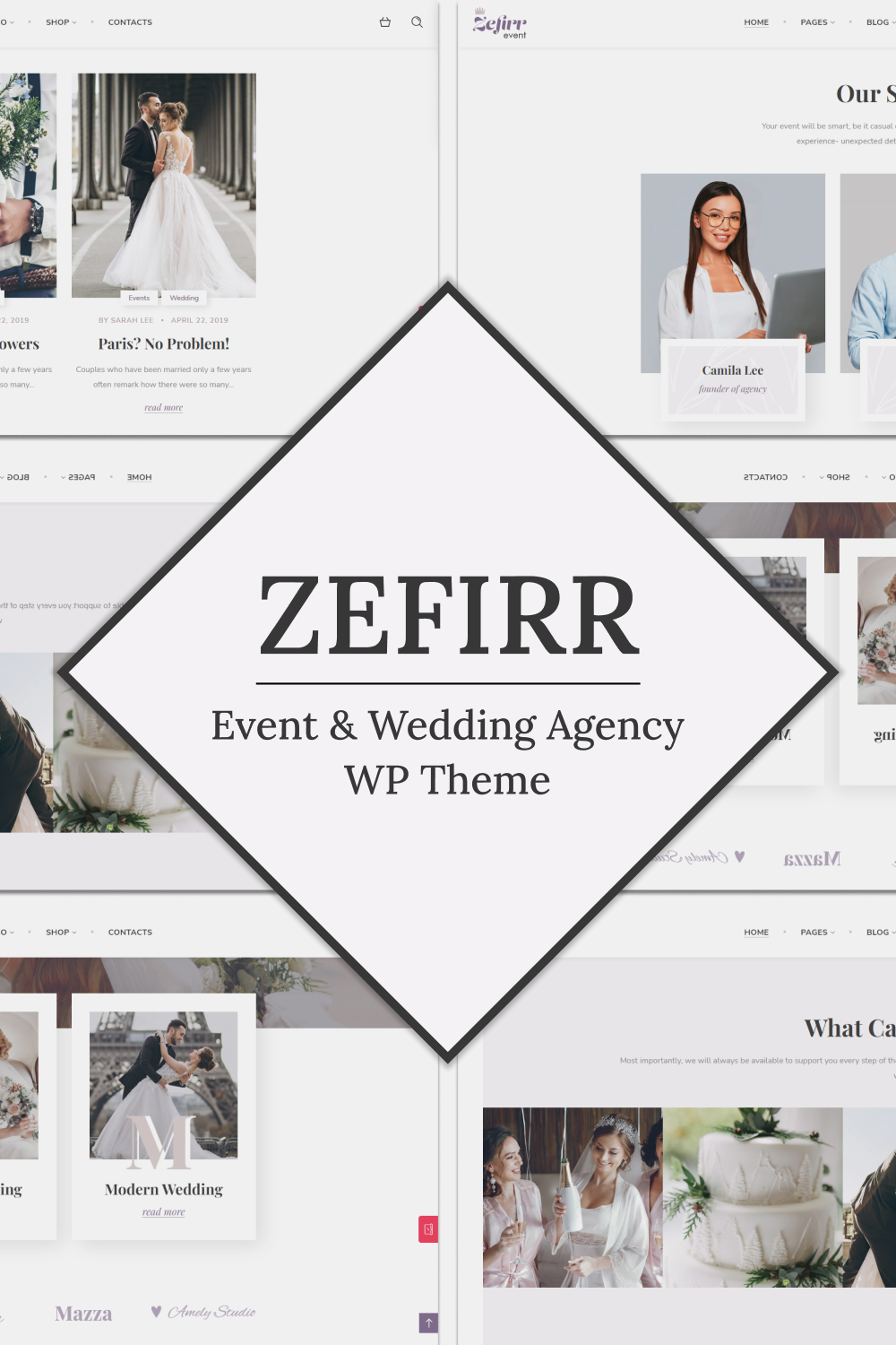 Pinterest of zefirr event wedding agency wp theme.