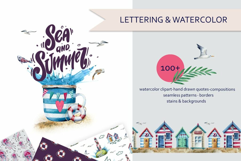 Sea And Summer - Lettering & Watercolor – MasterBundles