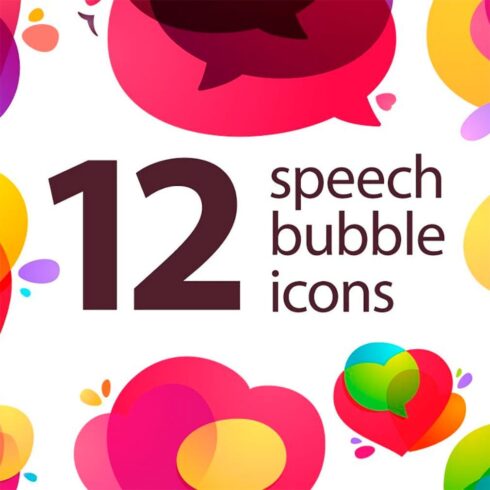 12 speech bubble icons, main picture.