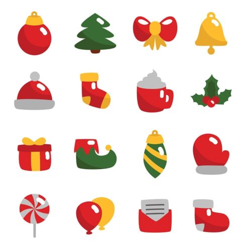 20 christmas icons set, main picture.