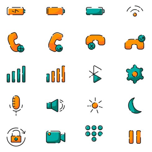 20 minimal mobile icons, main picture.