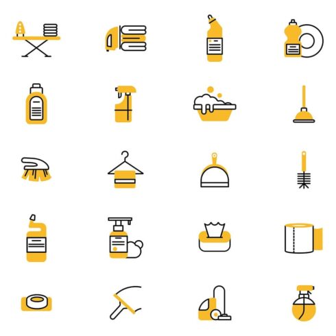 20 minimal style cleaning illustrations, main picture.